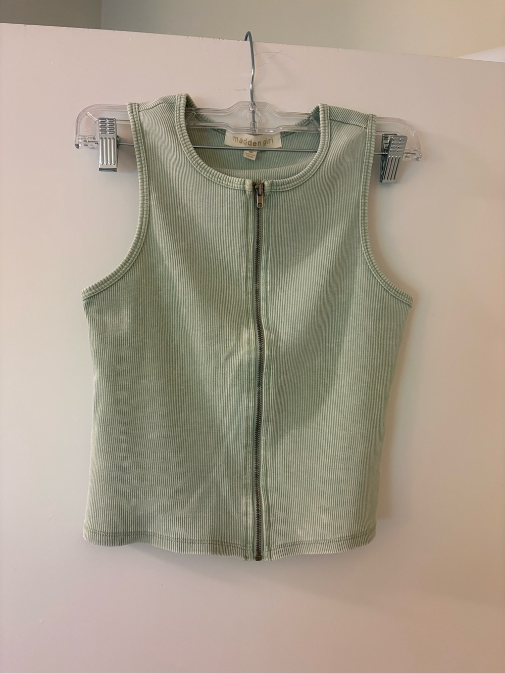 Madden Girl Ribbed Zip-Front Tank